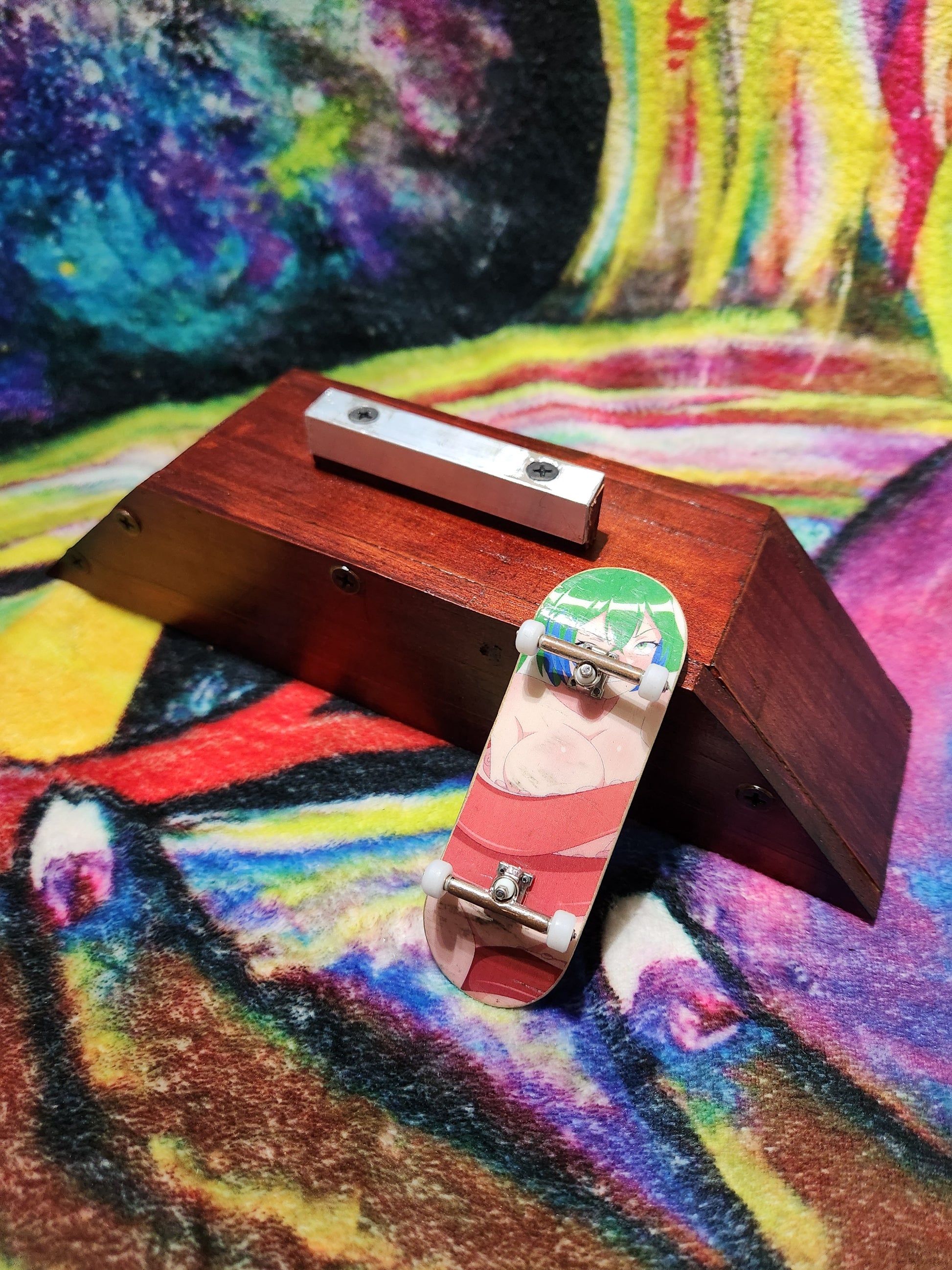 Dual Ramp w/ Metal Ledge | Handmade Fingerboard Obstacle